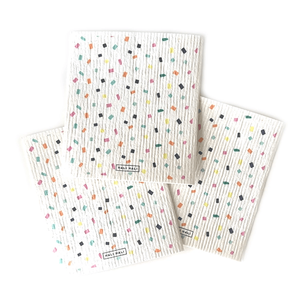 3pc Set of Reusable Dishcloths in Confetti print