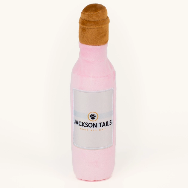 Jackson Tails dog toy in shape of a rose wine bottle